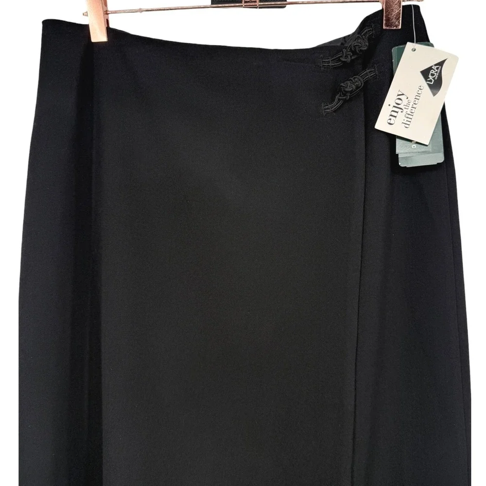 NWT Lauren Ralph Lauren Black Wool Tudor Wrap Maxi Skirt Frog Toggles Size 10 - Picture 5 of 12